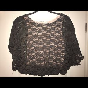 Grey lace crop top